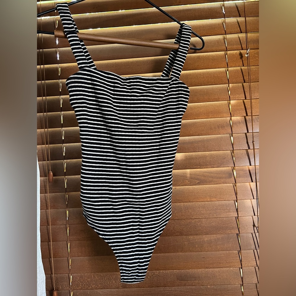 Black and White Striped Bodysuit